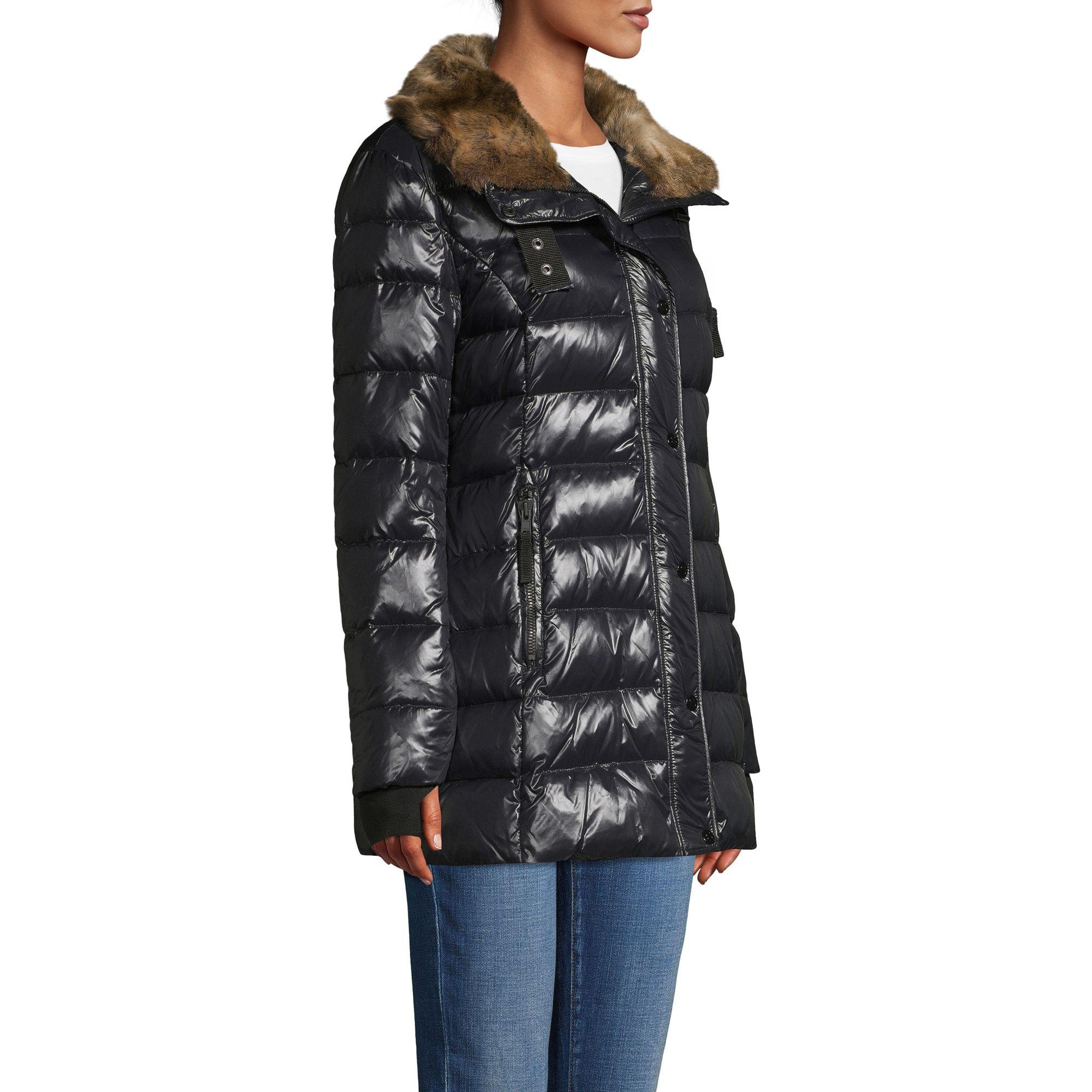 S13/nyc Chelsea Faux Furtrim Down Puffer Jacket in Black Lyst