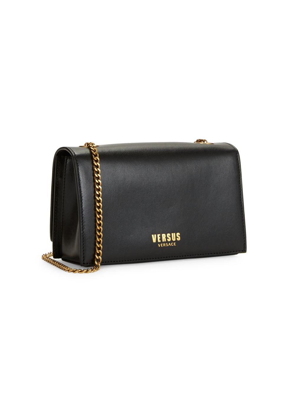 Versus Lion Logo Leather Shoulder Bag in Black | Lyst