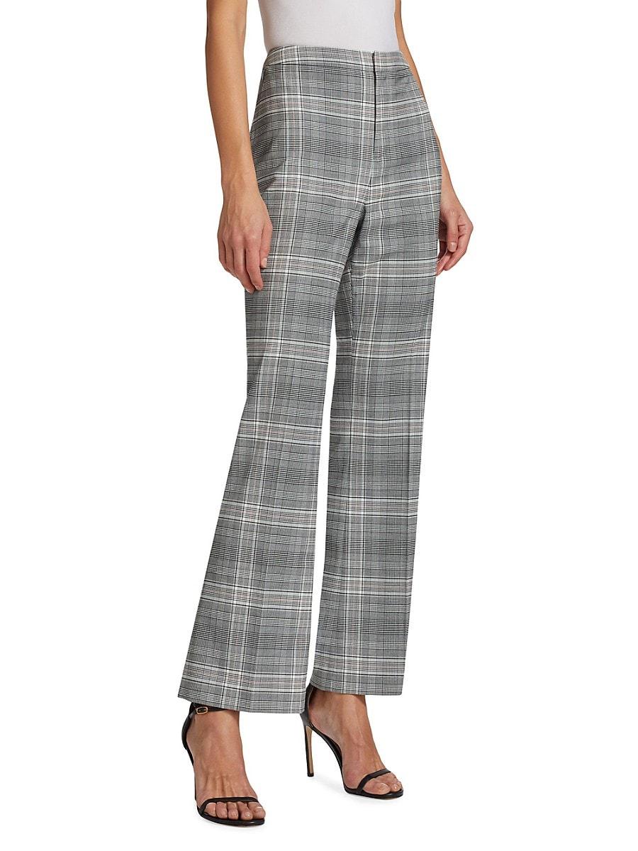 Elie Tahari Paige Plaid Straight Leg Pants in Gray