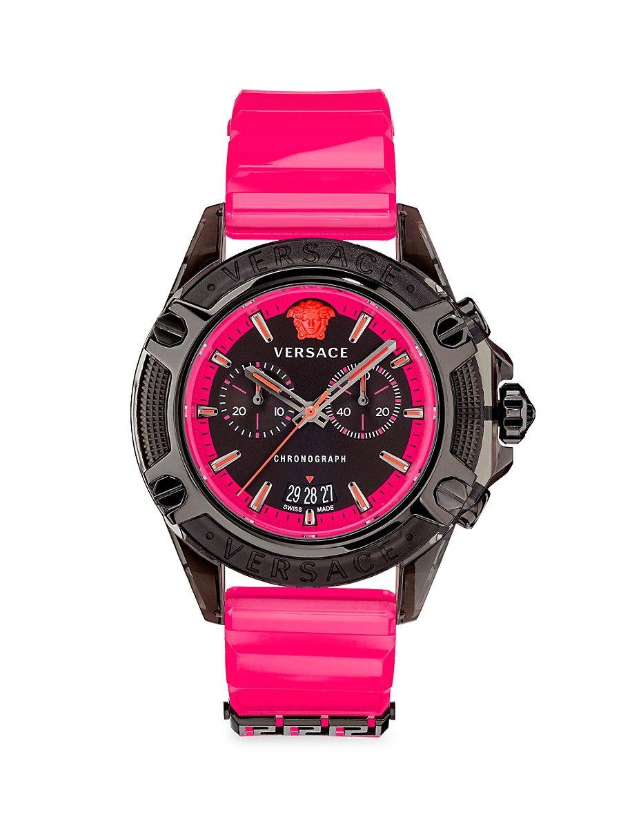 Versace Icon Active Silicone Strap Chronograph Watch in Pink for Men Lyst