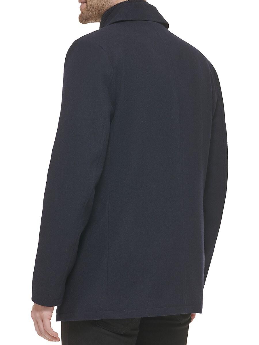 Kenneth cole men's double breasted wool blend peacoat with bib on sale