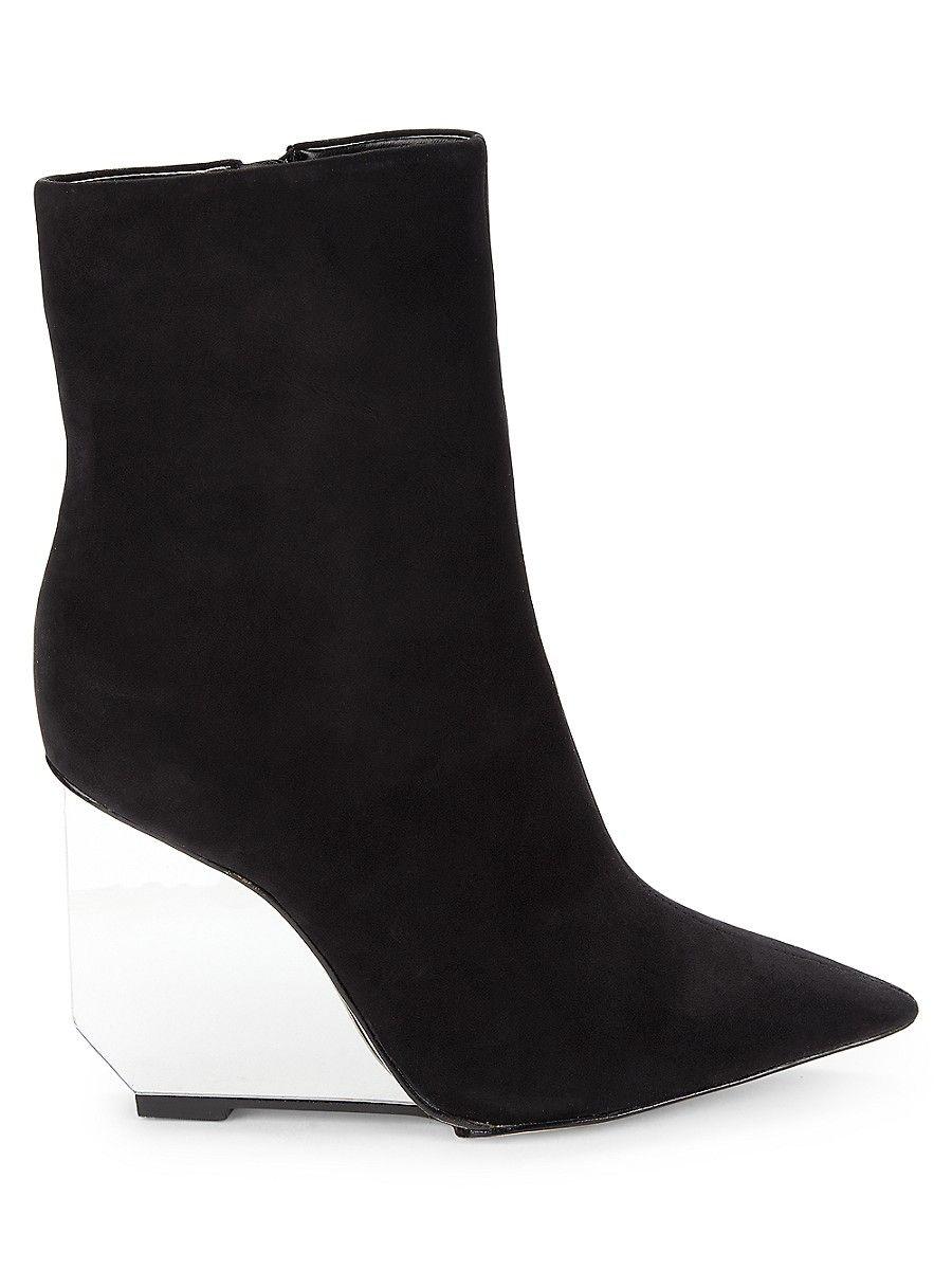 SCHUTZ SHOES Truddy Wedge Heel Ankle Boots in Black | Lyst