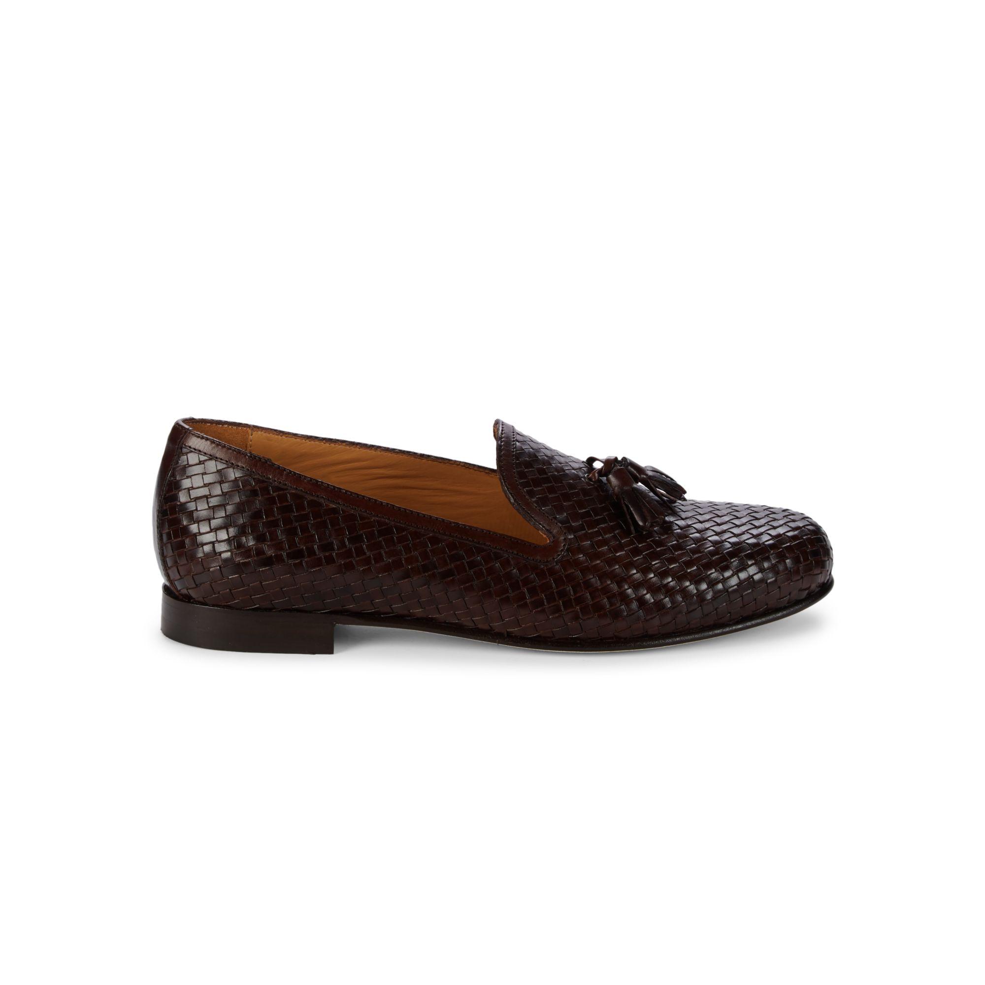 Saks Fifth Avenue Woven Leather Tassel Loafers in Brown for Men - Lyst