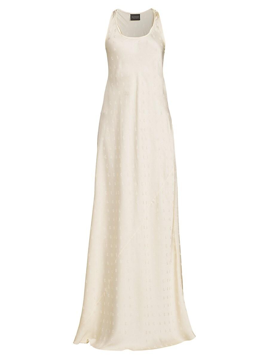 Balenciaga logo-print racerback gown - Neutrals