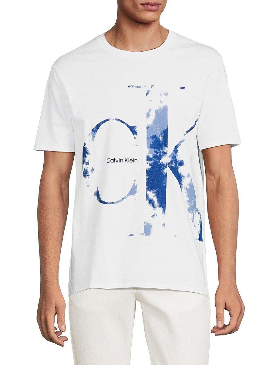 Calvin Klein Tie Dye Logo Crewneck Graphic Tee in White for Men | Lyst