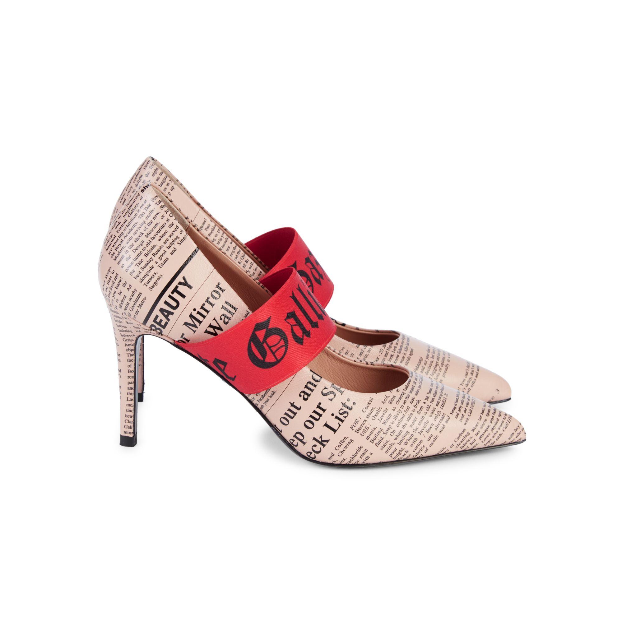 John Galliano Newspaper print Leather Pumps Lyst