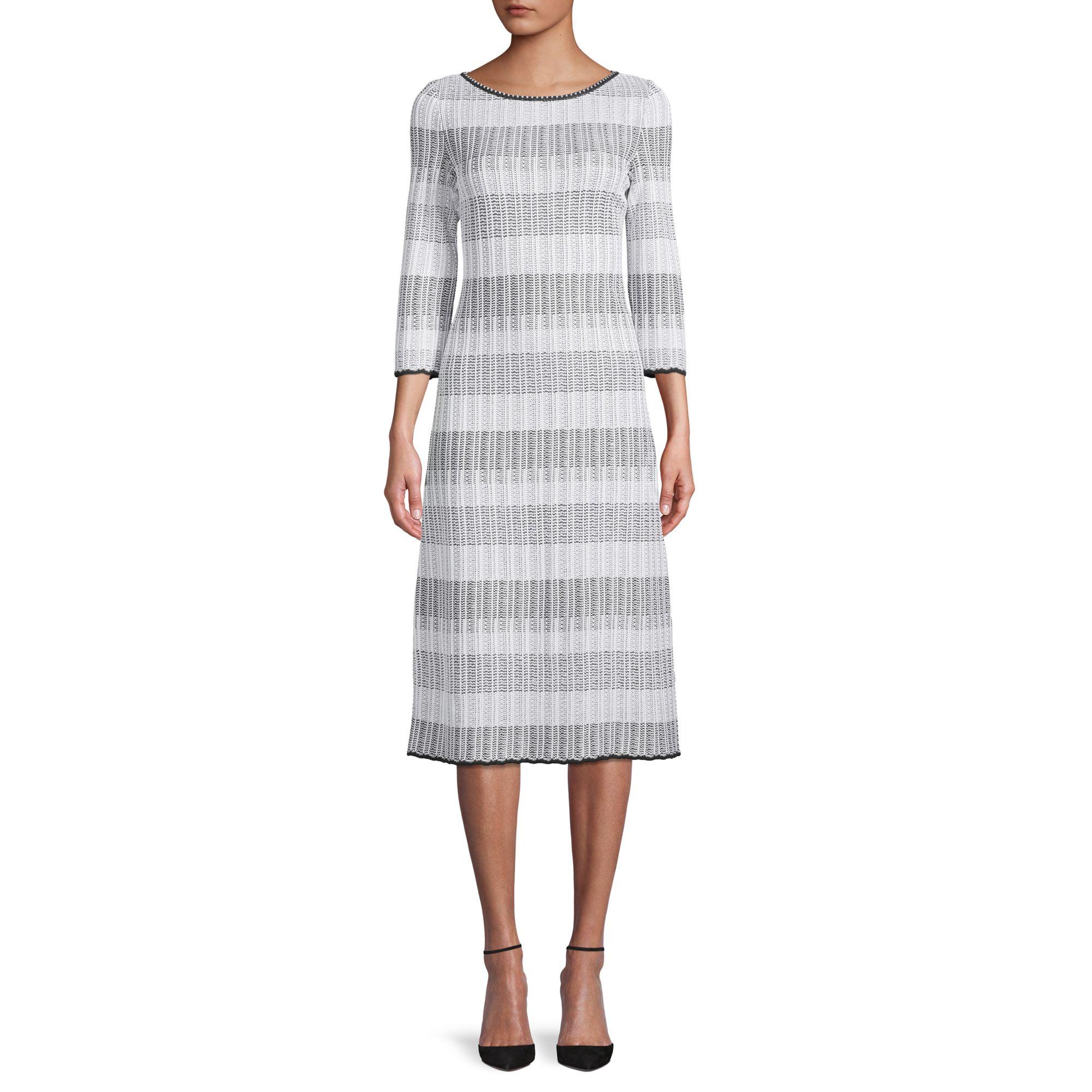 St. John Synthetic Stripe Knit Sheath Dress in Gray Lyst