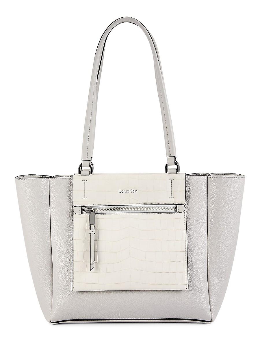 Calvin Klein Gala Faux Leather Tote in White Lyst