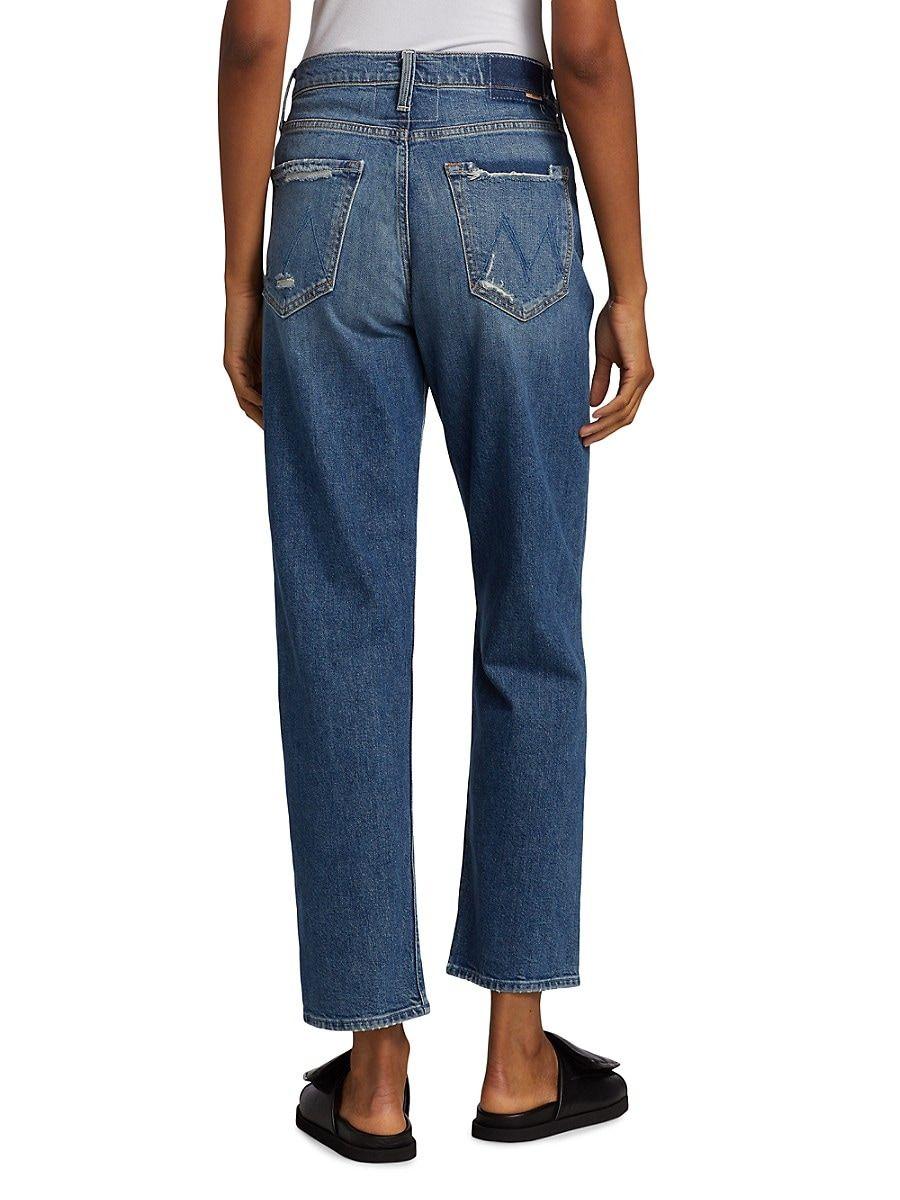 Mother Study Hover High-waisted Straight-leg Jeans in Blue