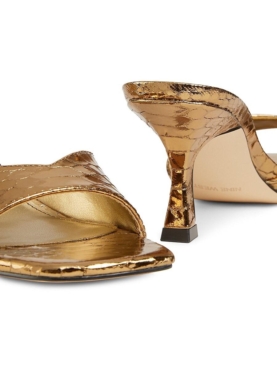 Nine West Rokke 65Mm Snakeskin-Print Faux Leather Sandals in