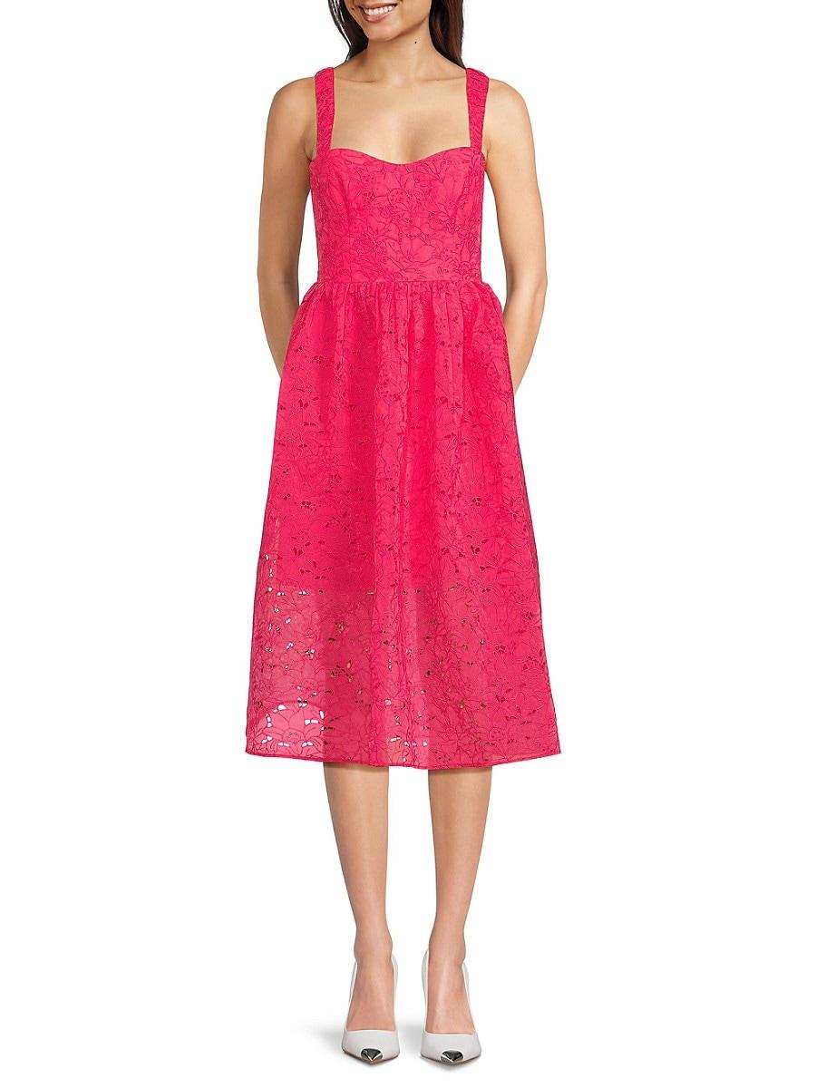French Connection Sweetheart Lace Midi Dress in Pink Lyst UK