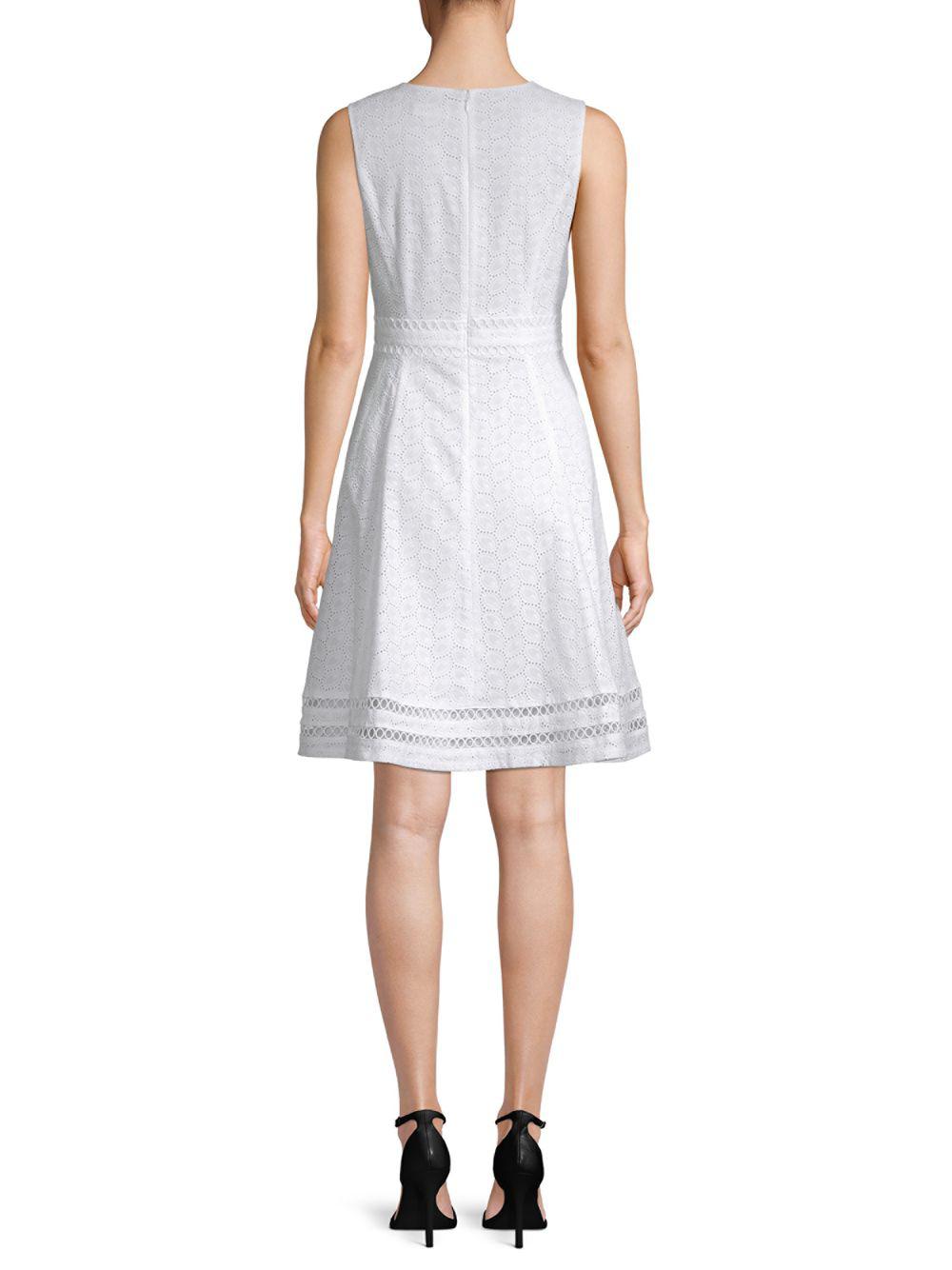 calvin klein white eyelet dress