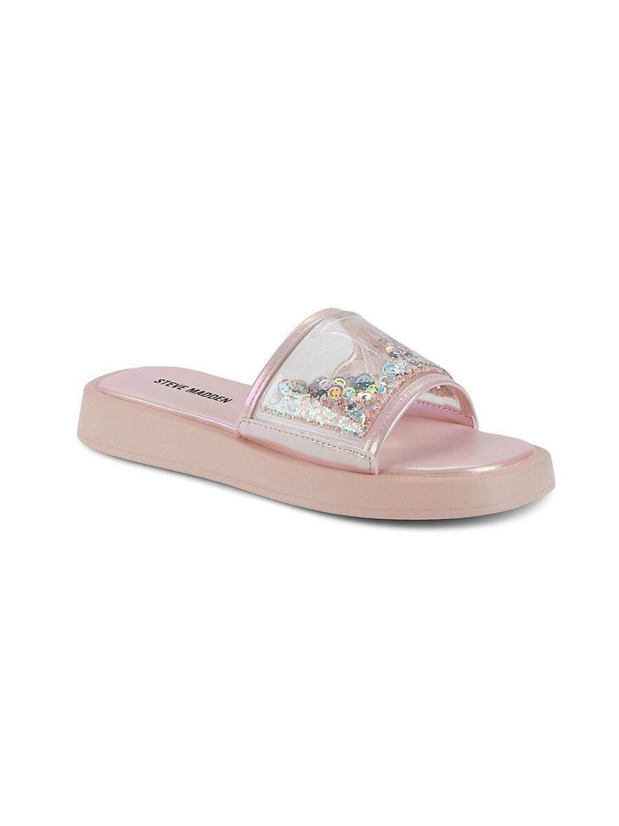Steve Madden Girl's Sweetee Glitter Slides in Pink Lyst