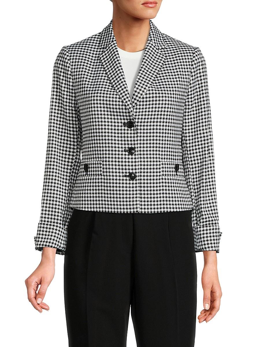 Tommy Hilfiger Single Breasted Houndstooth Blazer in Gray | Lyst