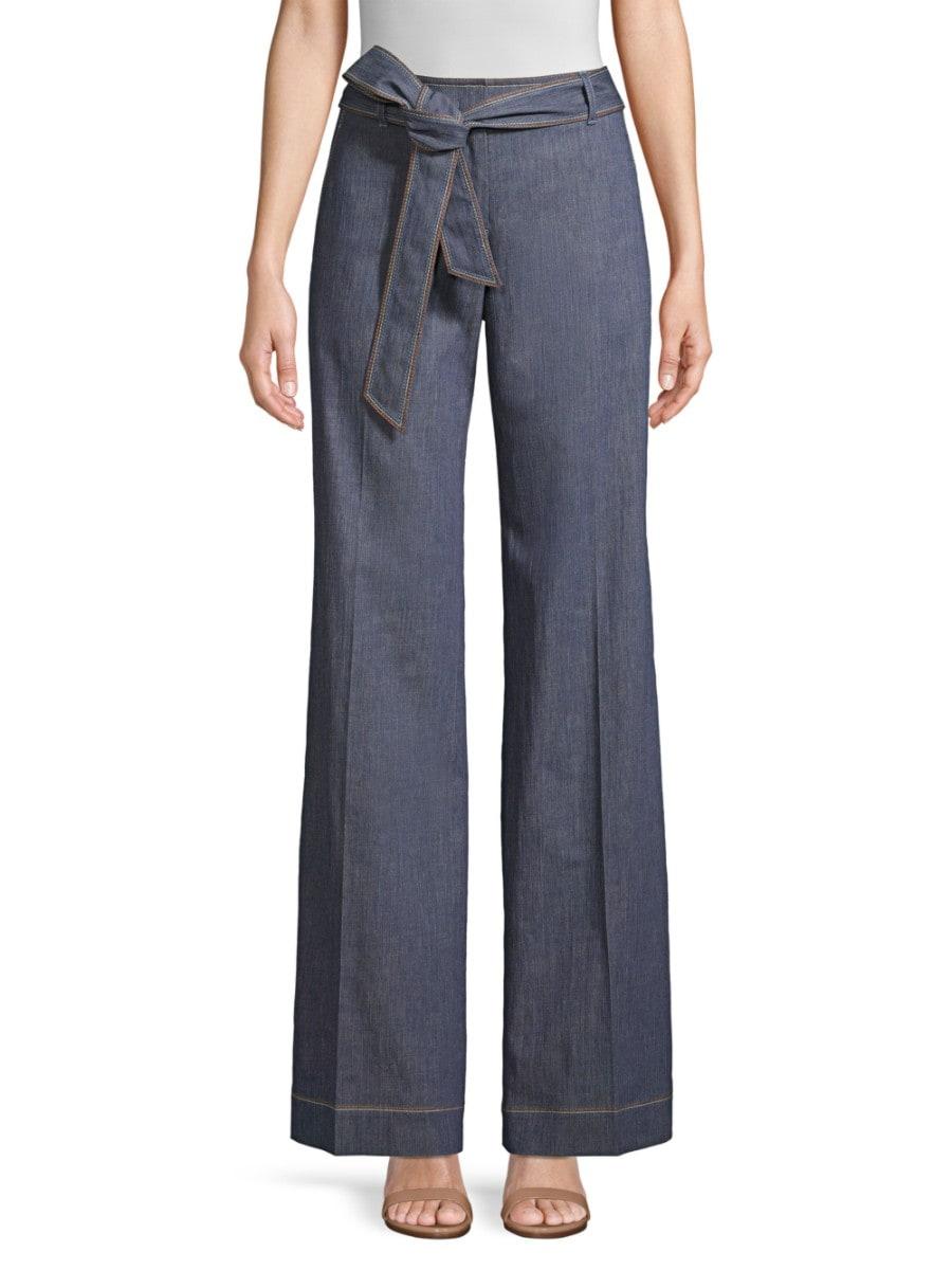 Tie belt flare jeans Clearance