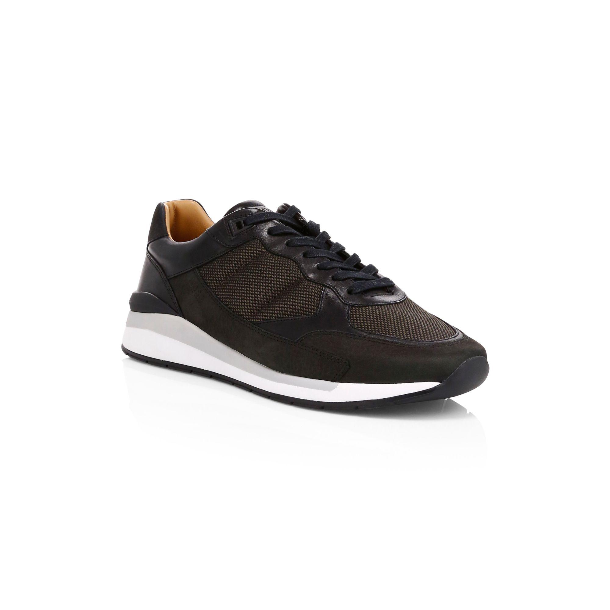 BOSS by HUGO BOSS Element Leather & Mesh Runners in Black for Men | Lyst