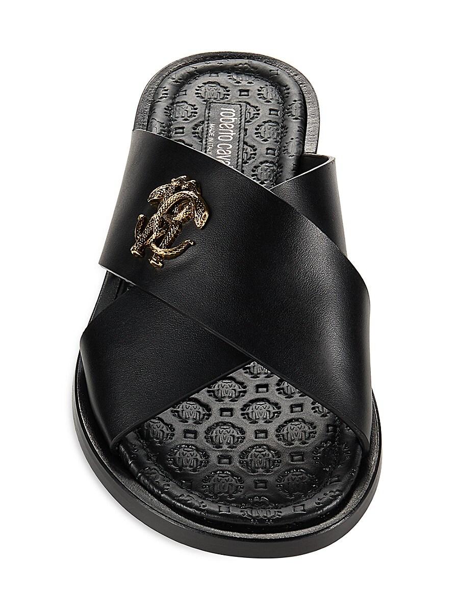 サンダル JUST CAVALLI Men Sandals Black 1 78QA3SZ1ZS785 PL9 Roberto Cavalli Crisscross Leather Sandals in Black for Men