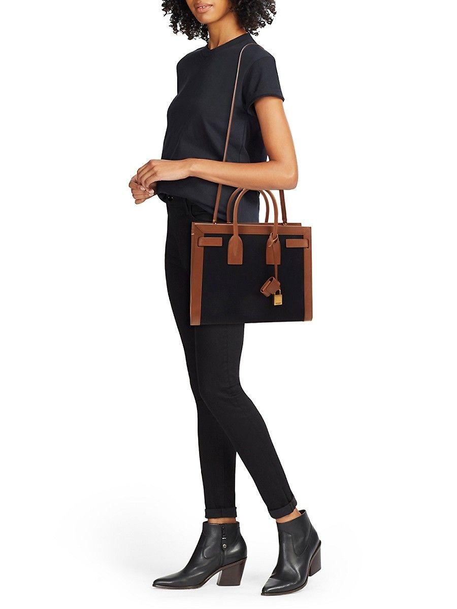 Saint Laurent Mix Media Two Way Satchel in Black Lyst