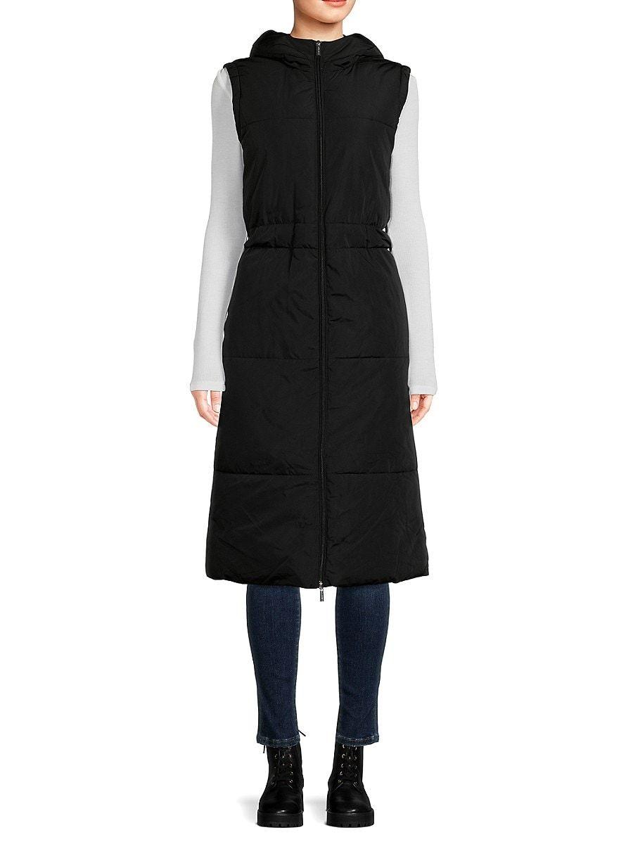 Calvin Klein Hooded Longline Puffer Vest in Black Lyst