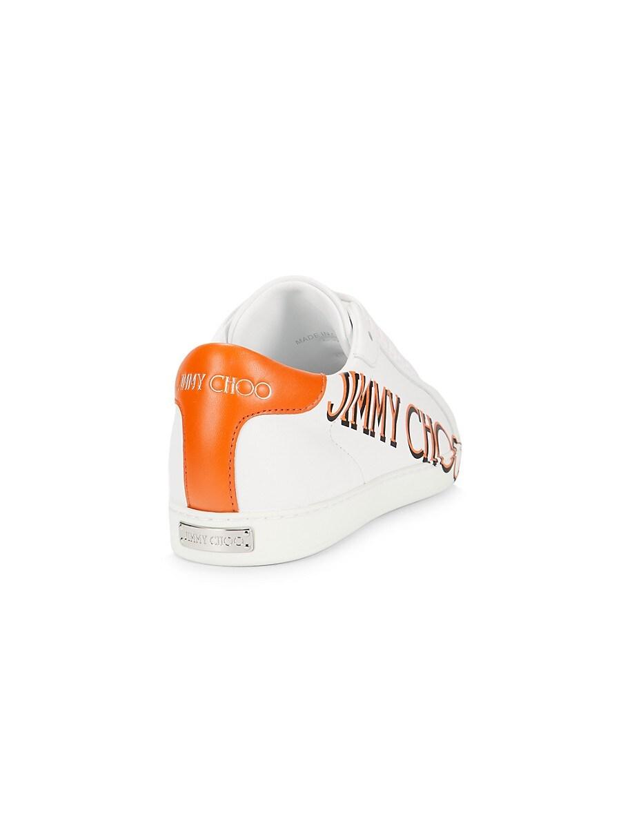 Jimmy Choo Kai Logo-Print Leather Low-Top Sneakers in White