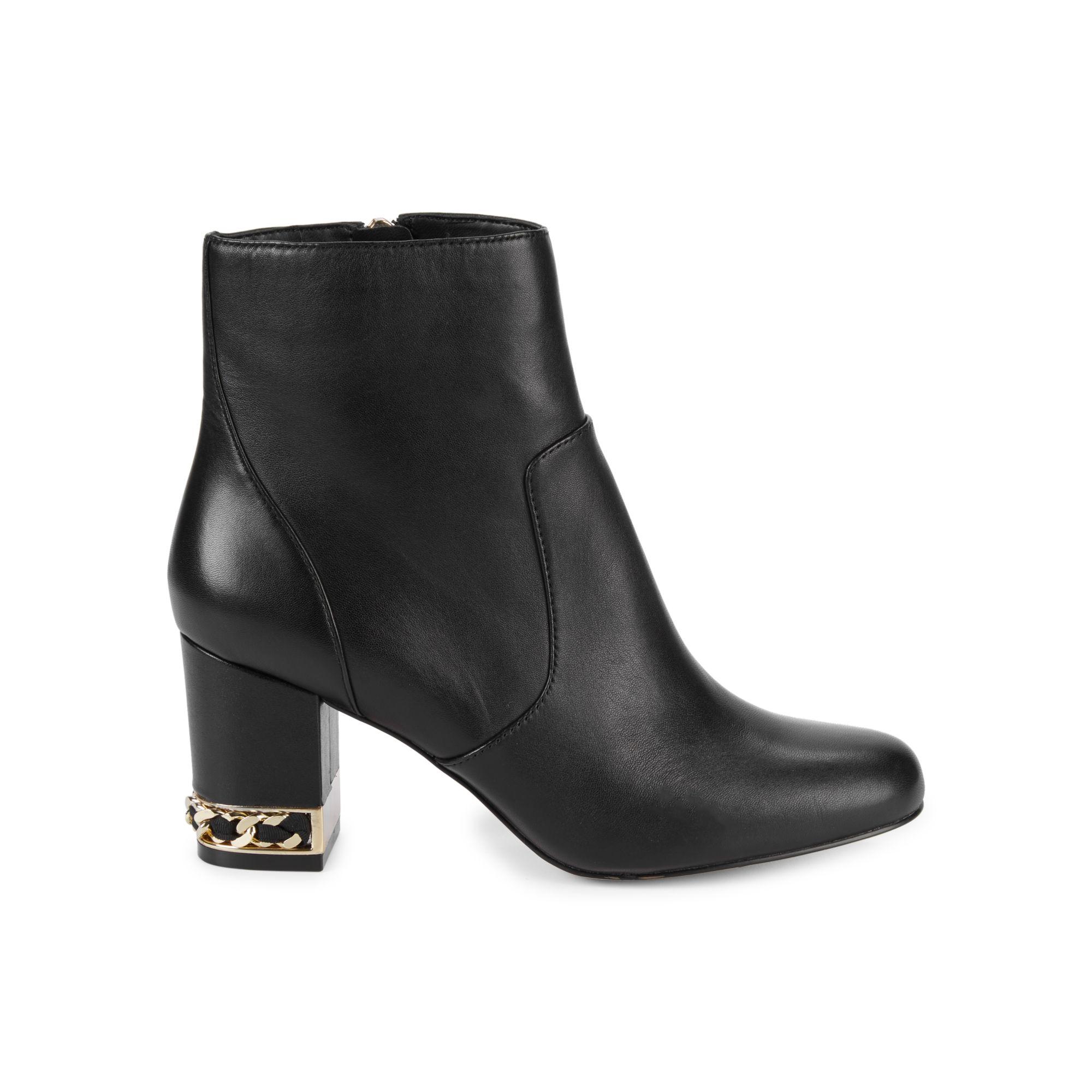 karl lagerfeld paris sophia leather block heel booties