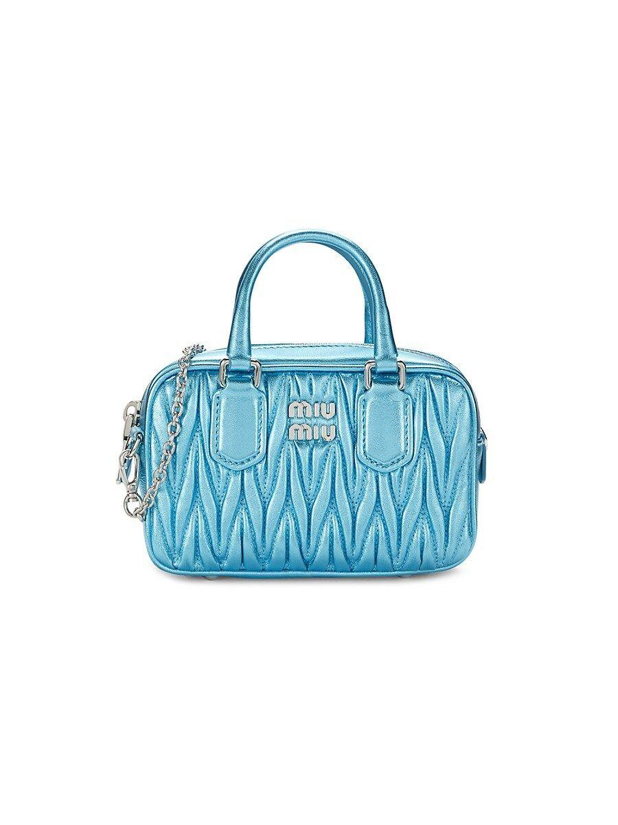 Blue Leather Mini top handle bag