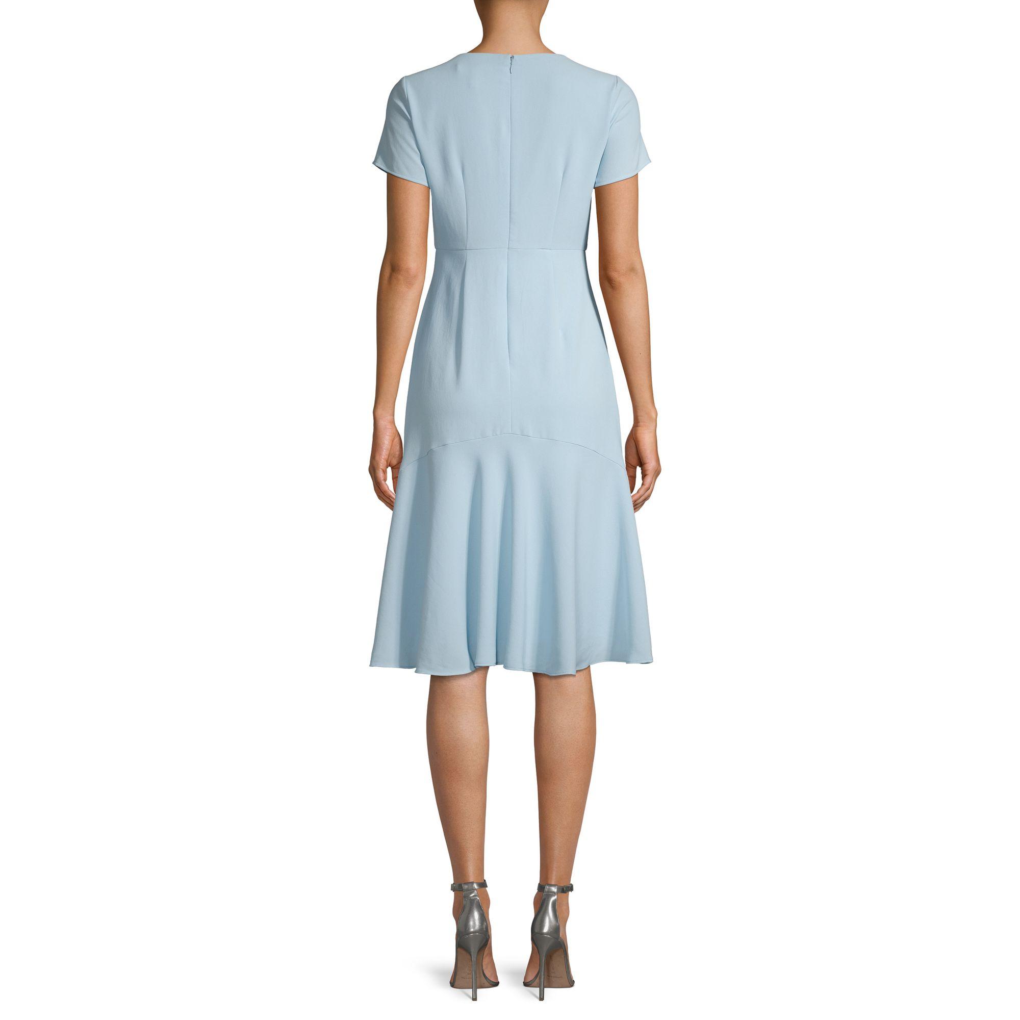 Avec Les Filles Synthetic Short-sleeve Fit-&-flare Dress in Pale Blue ...