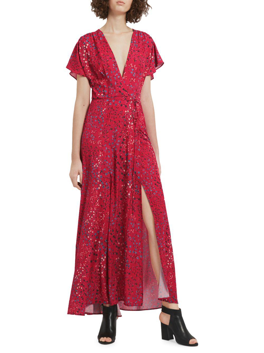 Synthetic Floral Wrap Dress ...