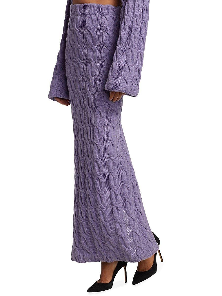 LAQUAN SMITH Cable Knit Column Skirt in Purple Lyst