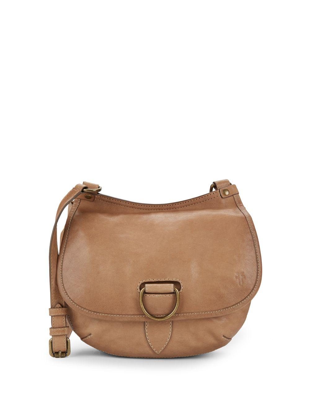 Frye Lucy Leather Crossbody Saddle Bag in Beige (Natural) Lyst