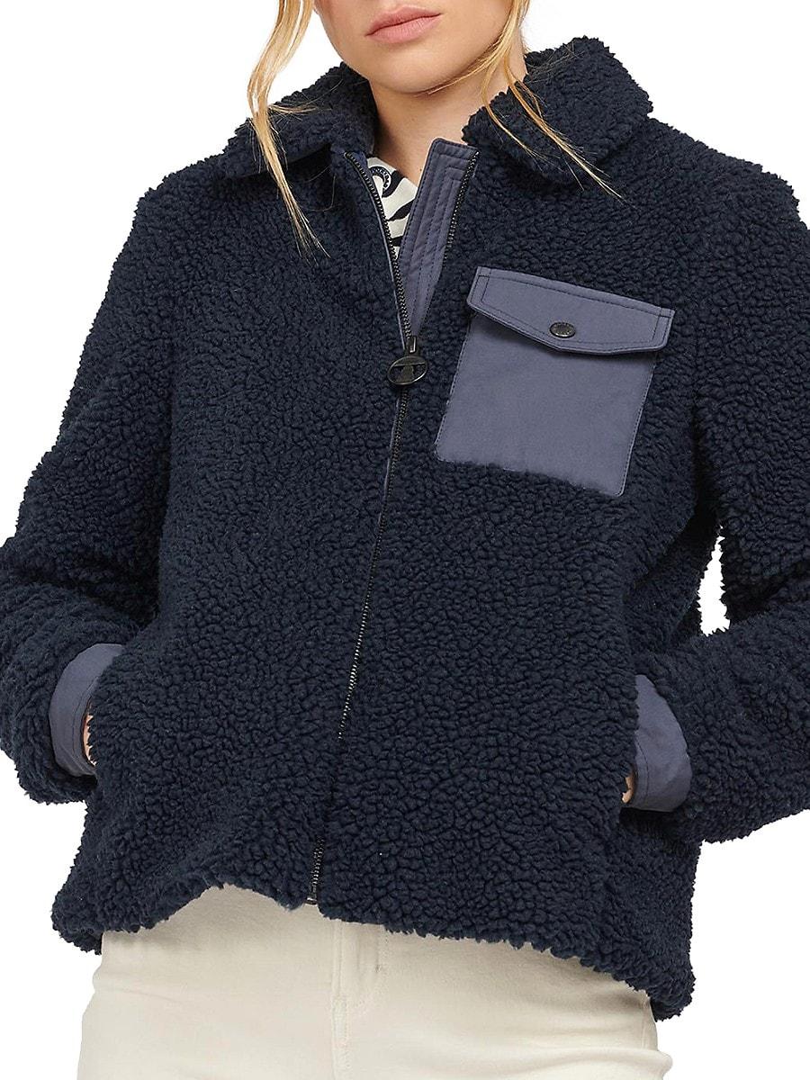 Barbour Birling Faux Fur Fleece in Navy 