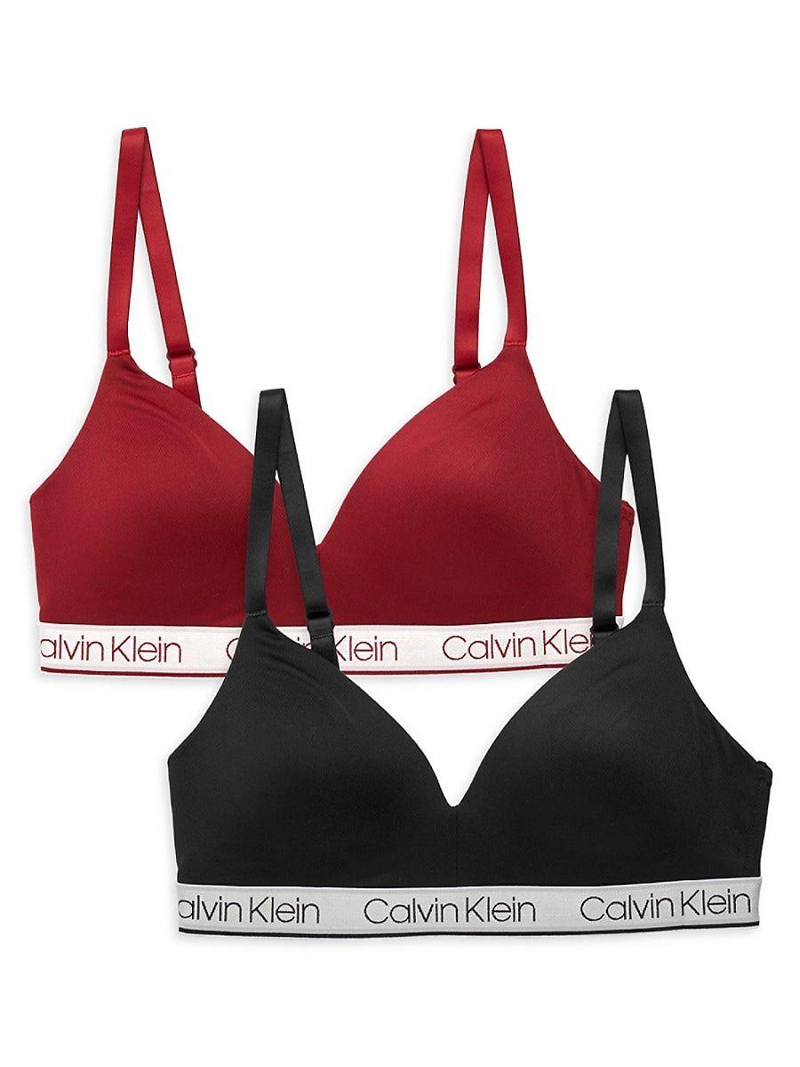 Despertar acortar Movimiento Calvin Klein 2-piece Logo Wireless Bra Set in Red | Lyst