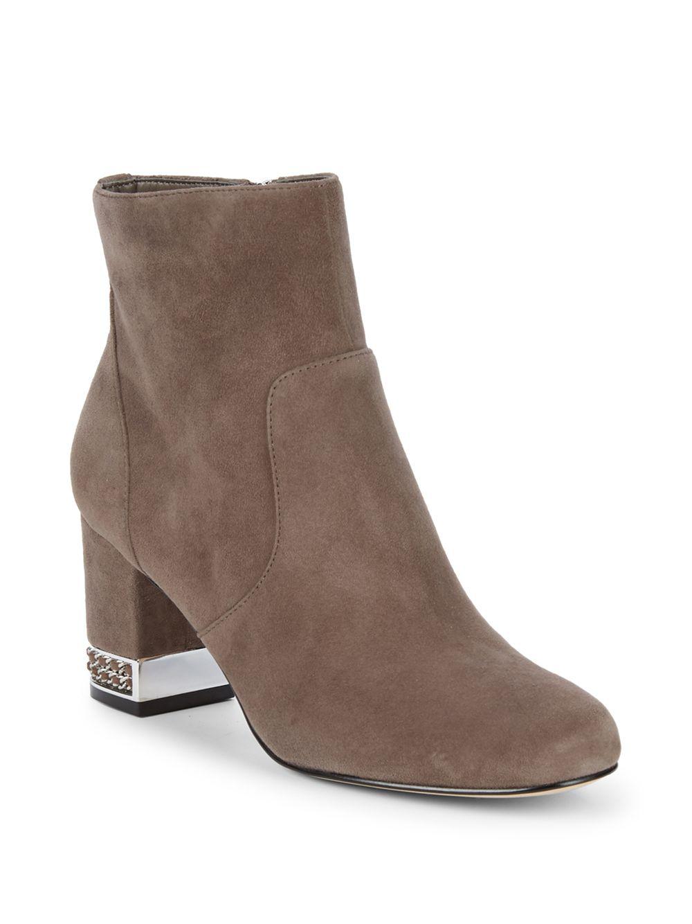 karl lagerfeld paris sophia leather block heel booties