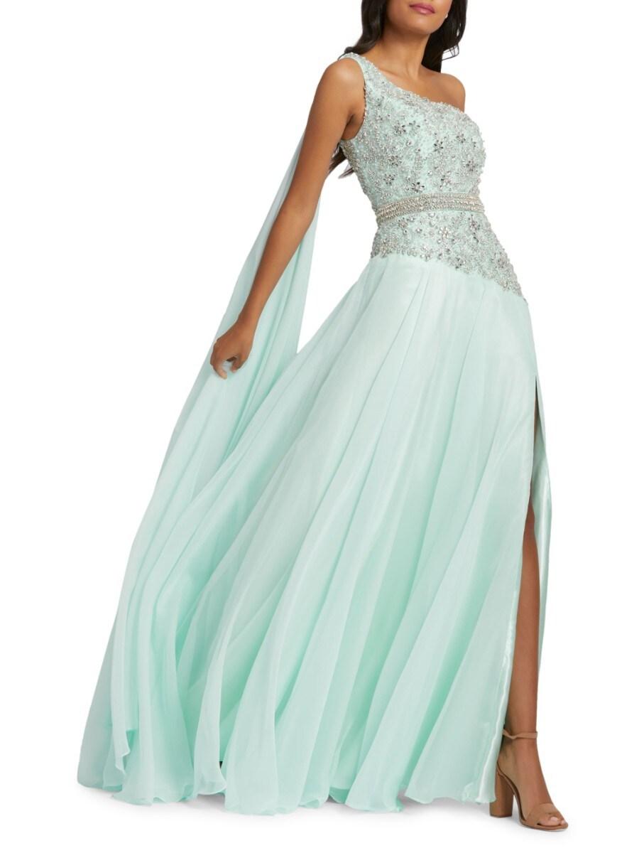 Grecian One-shoulder Chiffon Gown 