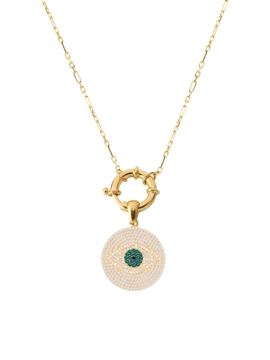 Green Crystal Evil Eye Pendant Necklace 