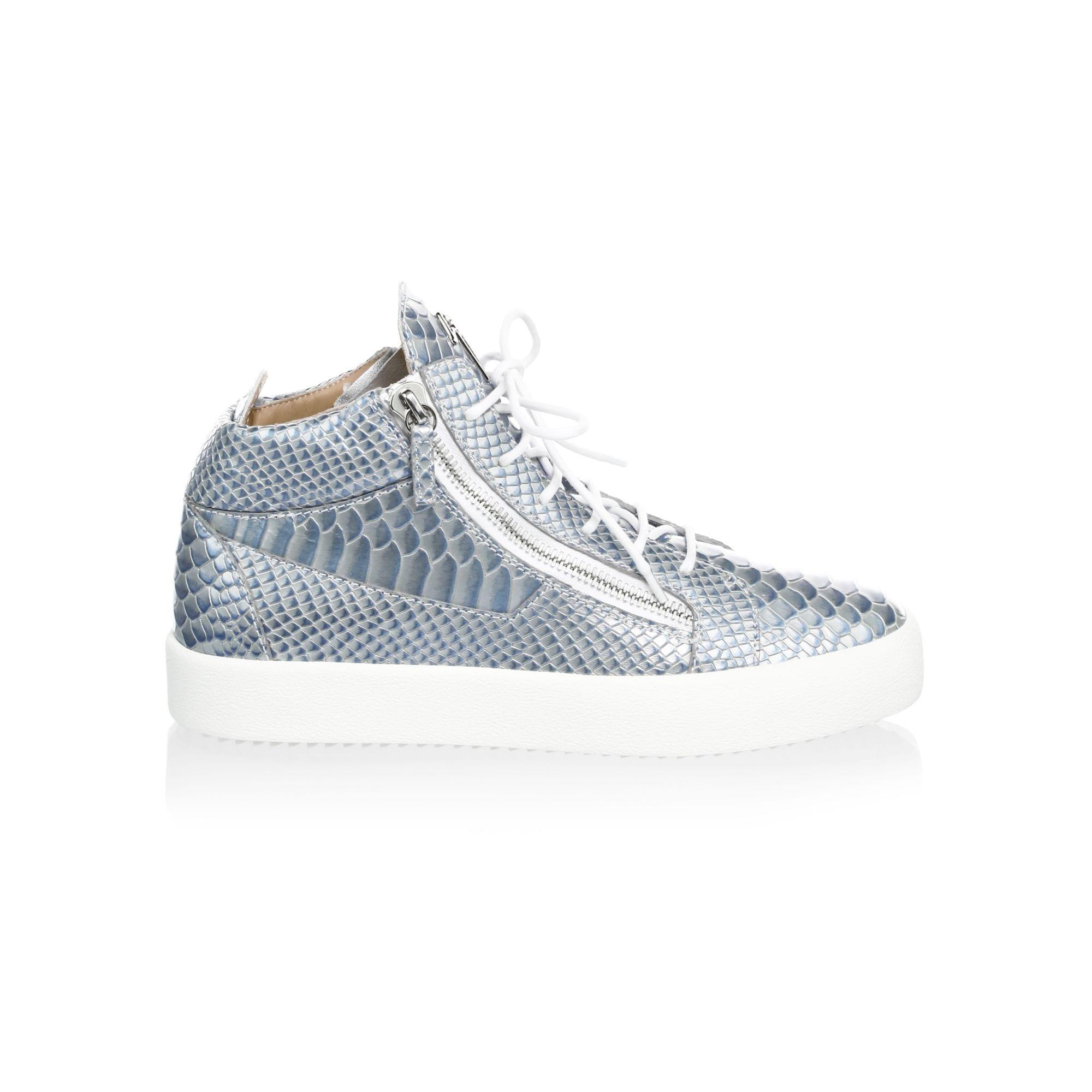 Overtræder Tilfældig fløjte Giuseppe Zanotti Metallic Snakeskin High-top Sneakers in Blue for Men | Lyst