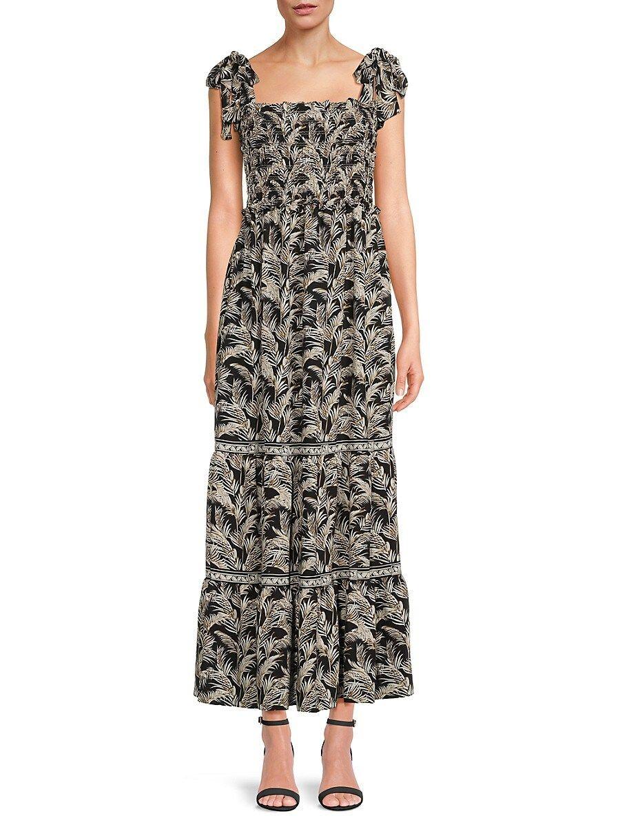 Max Studio Print Smocked Tiered Maxi Dress Lyst