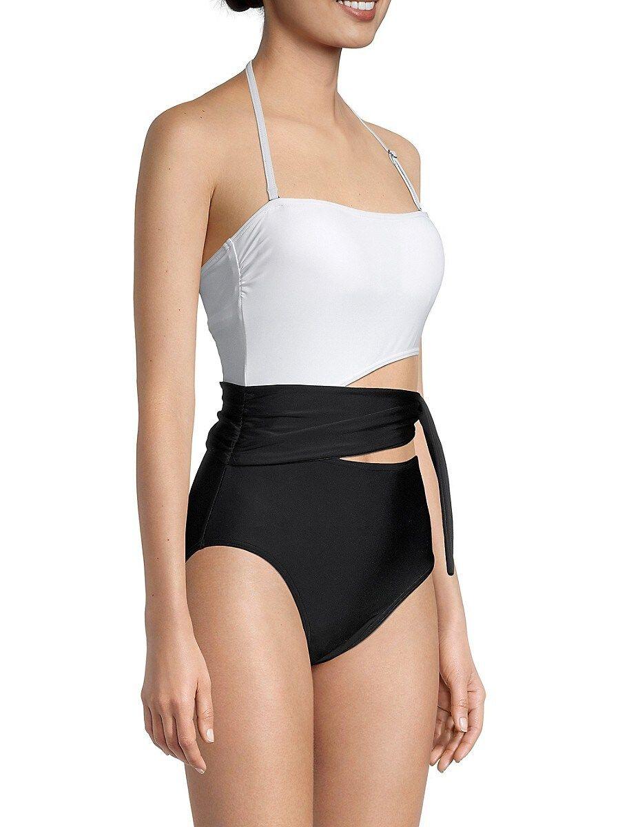 DKNY Colorblock Cutout One-piece Swimsuit in Black | Lyst