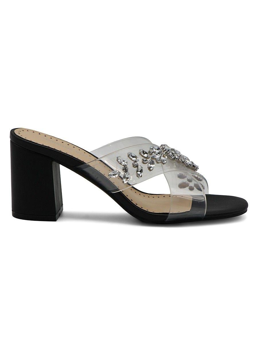 Adrienne Vittadini Avenue Block Heel Sandals in Black | Lyst