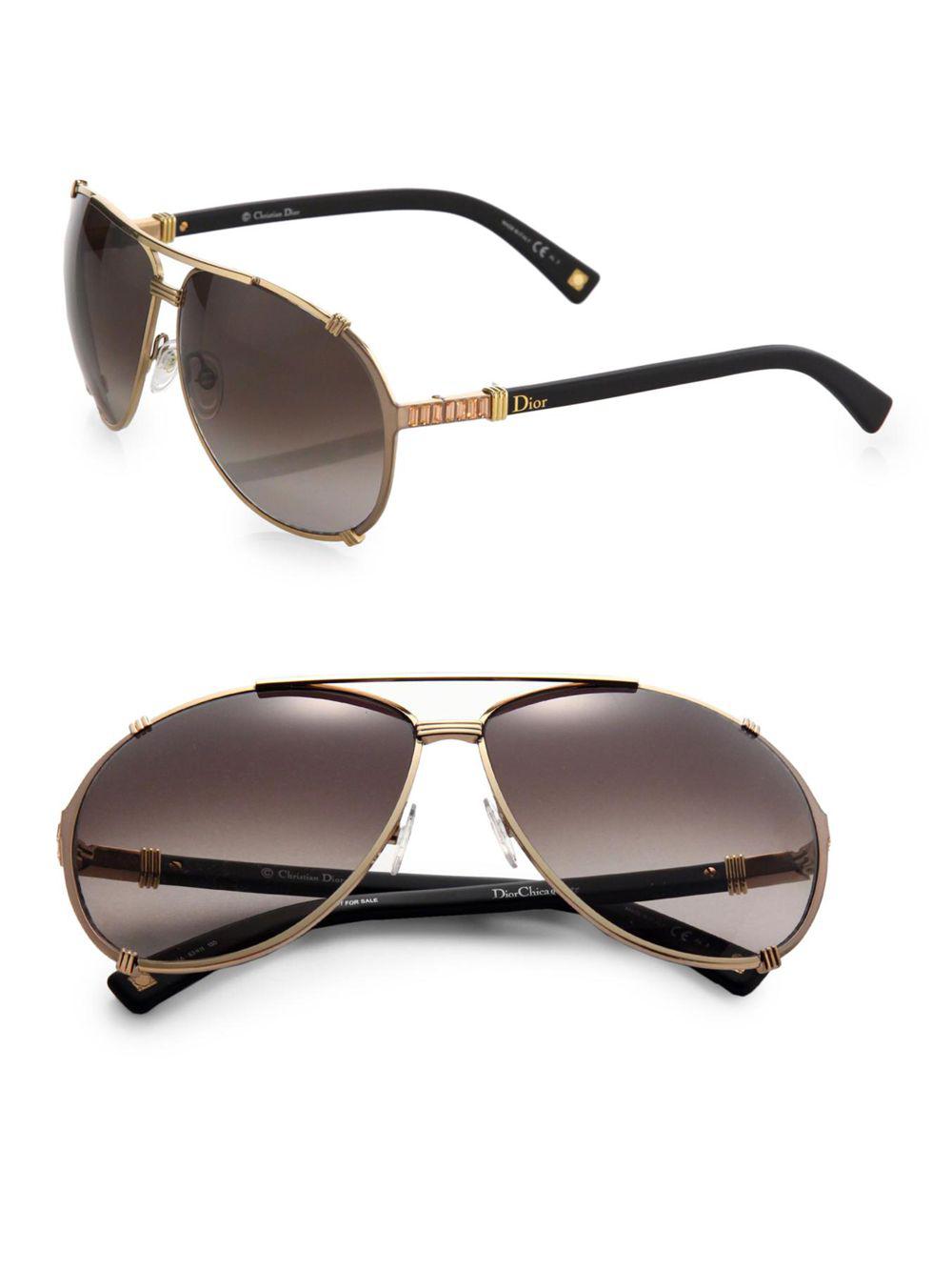 Dior Chicago 63mm Metal Aviator Sunglasses in Soft Gold (Metallic) - Lyst