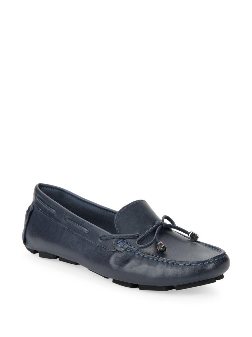Lyst - Saks Fifth Avenue Lace-up Leather Driver Shoes in Blue