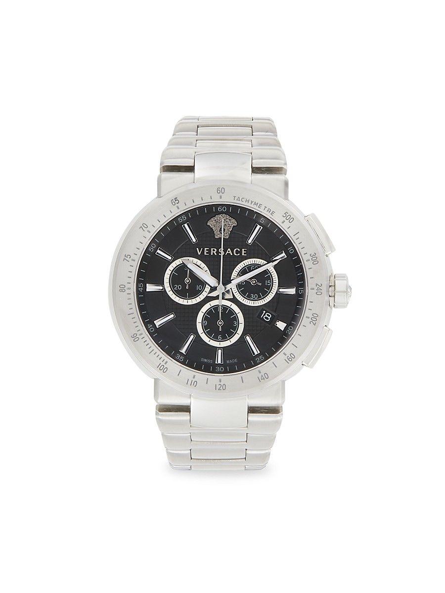 Versace 46mm Stainless Steel Chronograph Watch in White for Men | Lyst