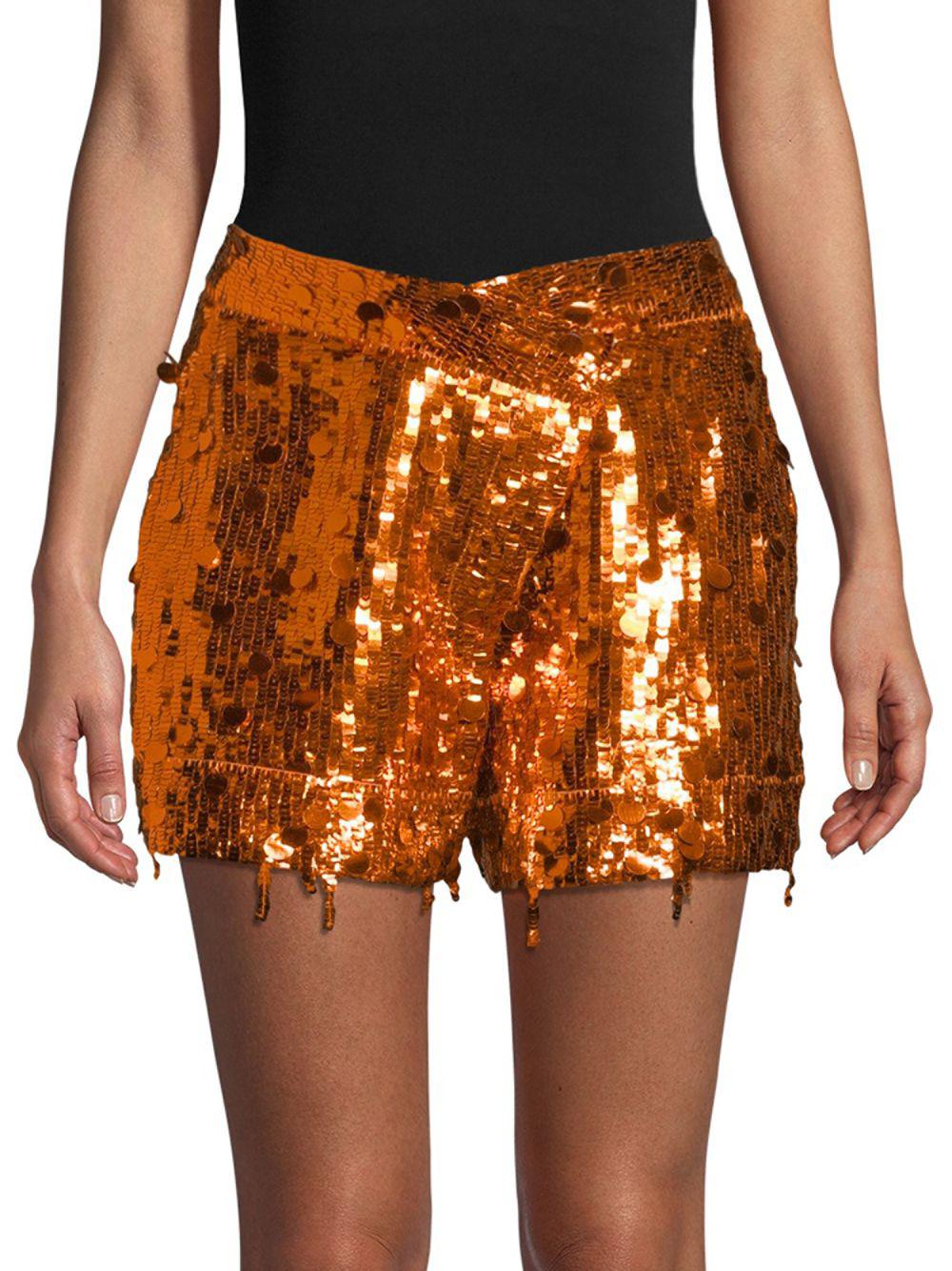 orange sequin shorts