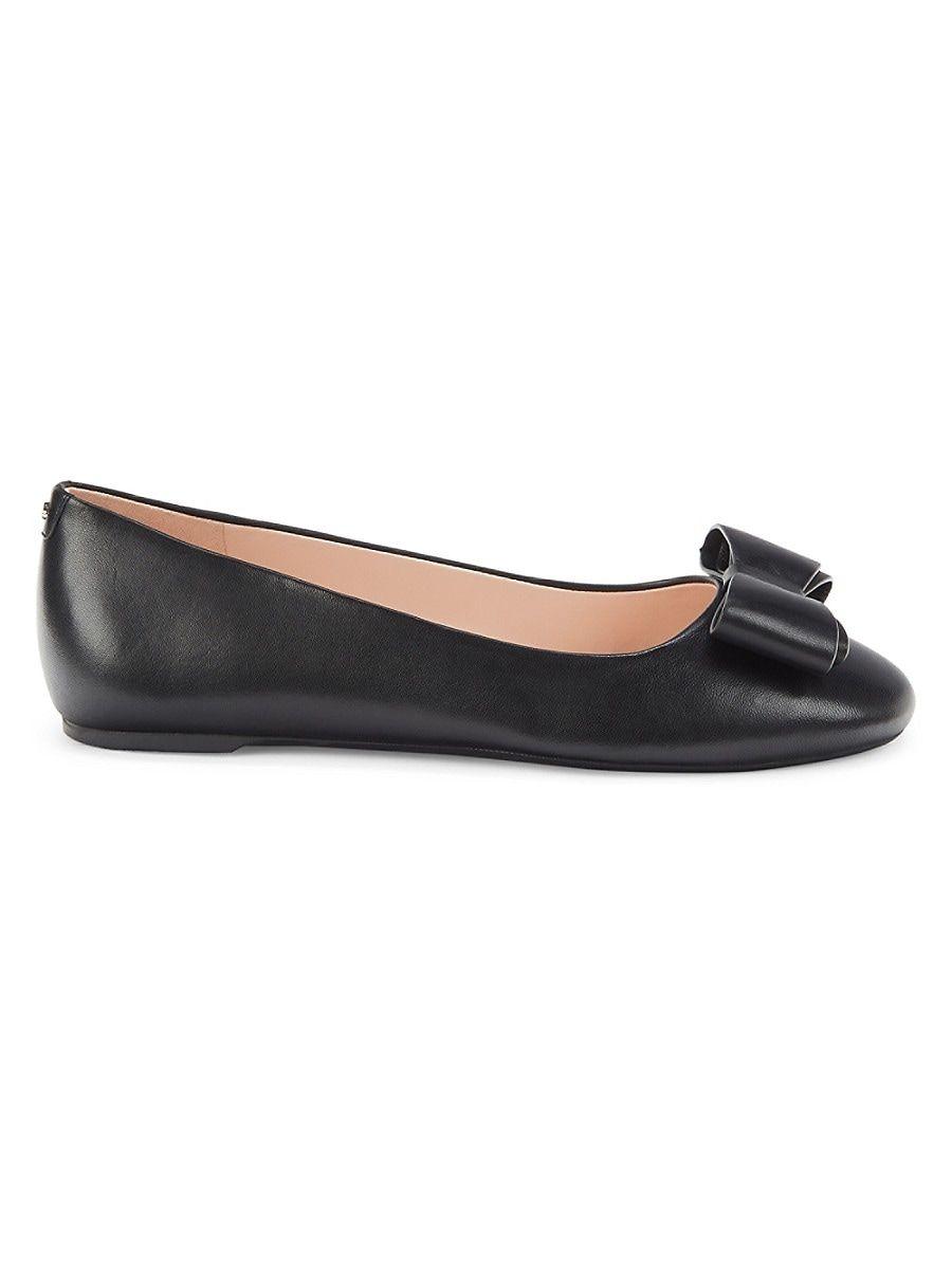 Kate Spade Nora Bow Leather Ballet Flats in Pink Lyst