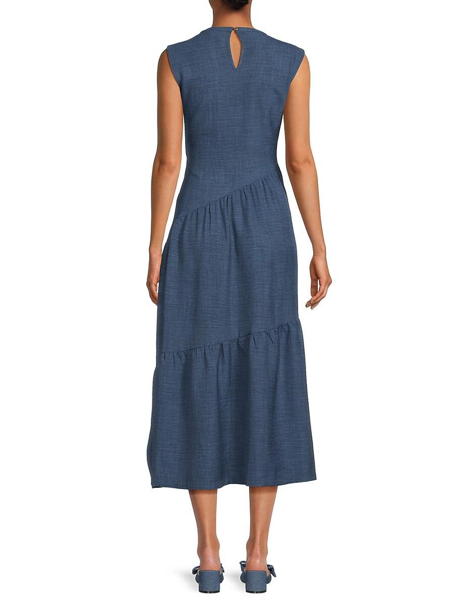 【DKNY】アブストラクトプリント Aライン ミディドレス DKNY A-Line Midi-Dress in Blue | Lyst UK