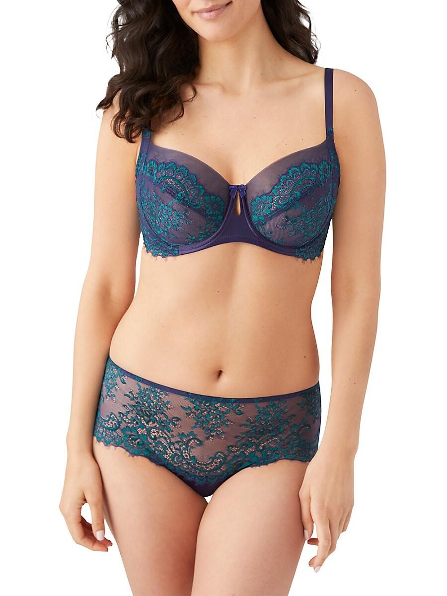 Wacoal Center Stage Lace & Satin Bra in Blue