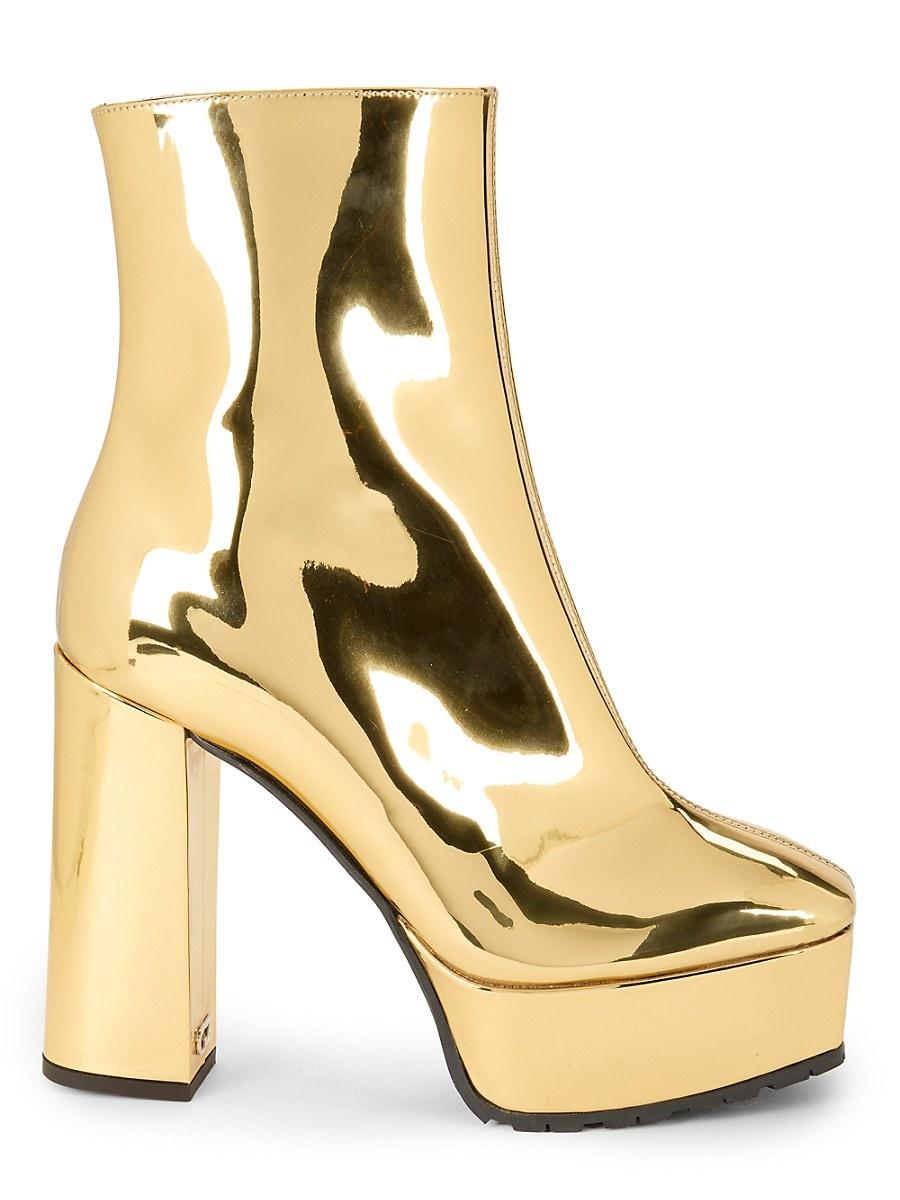 Block heel patent ankle boots hot sale