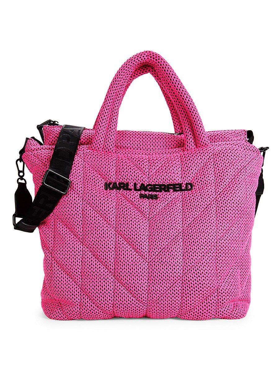 Karl Lagerfeld Voyage Logo Quilted Two Way Tote in Pink