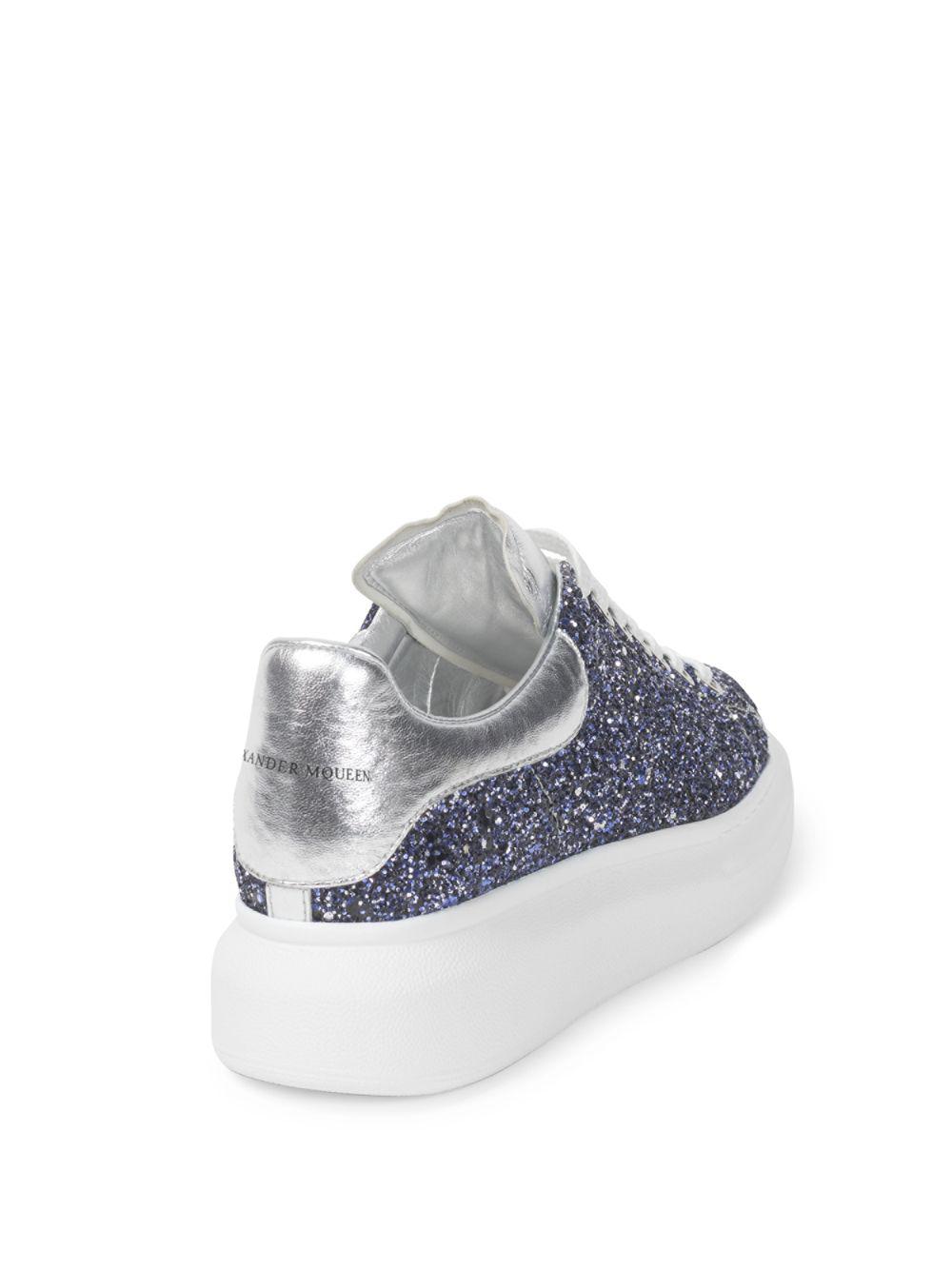 Alexander McQueen Synthetic Glitter Platform Sneakers in Midnight Blue