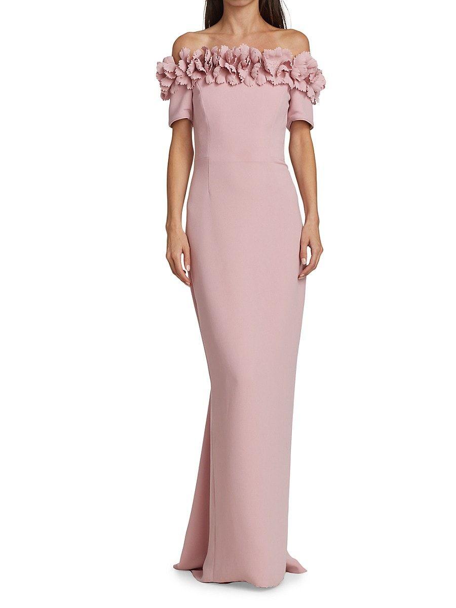 Catherine Regehr Floral-appliqué Crepe Gown in Pink | Lyst